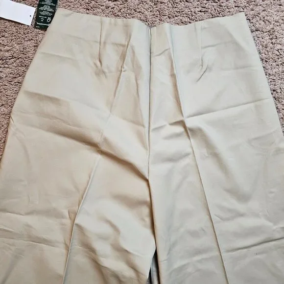 NWT Lauren Ralph Lauren Dress Pants Womens 14 Tan Wide Leg Slacks Office Work - Picture 12 of 14
